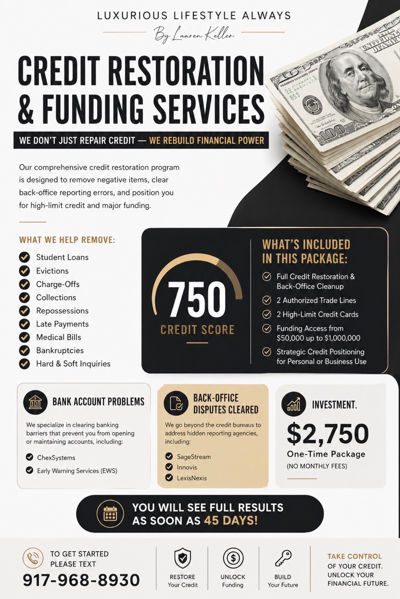 Credit Restoration & Funding Services Flyer